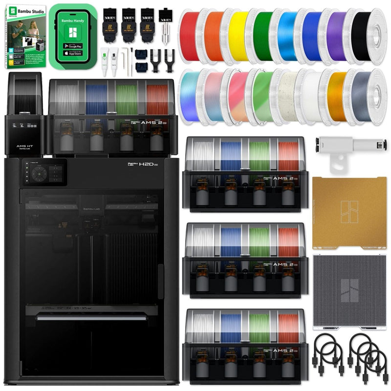 Bambu Lab H2D PRO Dual Head 3D Printer Bundle with 17 Channel AMS System - Swing Design