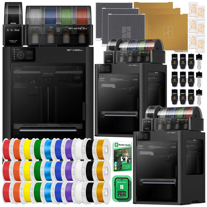 Bambu Lab H2D PRO Dual Head 3D Printer Enterprise Bundle - 3 Printers & Filament - Swing Design1