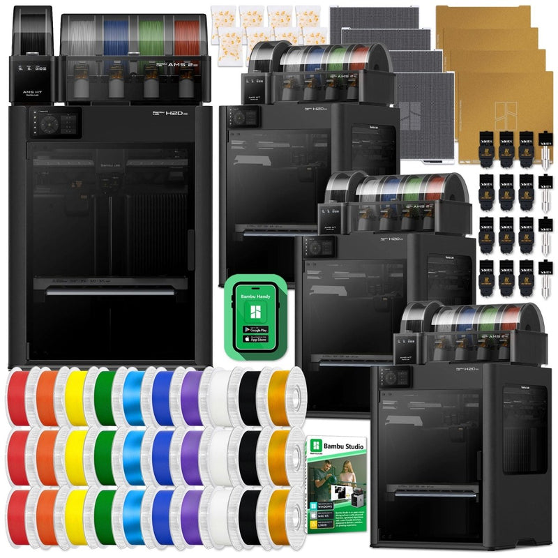 Bambu Lab H2D PRO Dual Head 3D Printer Enterprise Bundle - 4 Printers & Filament - Swing Design1