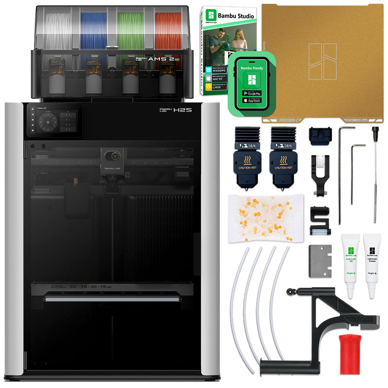 Bambu Lab H2S 3D Printer Base Bundle with 4 Spool AMS 2 PRO System 3D Printer Bundle Bambu Lab
