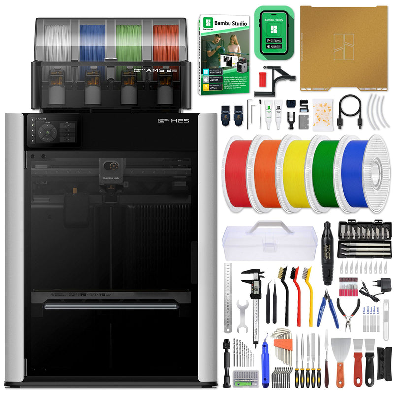 Bambu Lab H2S 3D Printer Bundle with Filament, Tool Kit, AMS 2 System 3D Printer Bundle Bambu Lab