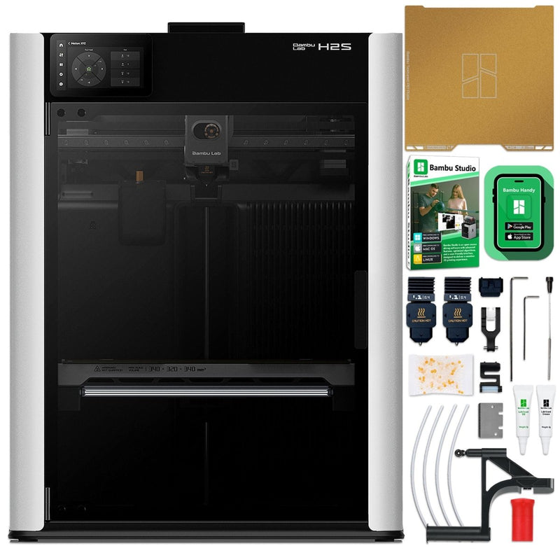 Bambu Lab H2S 3D Printer Bundle with Filament, Tool Kit, AMS 2 System - Swing Design