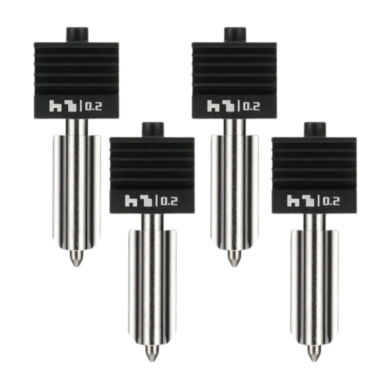 Bambu Lab Standard Flow 0.2mm Hardened Steel Nozzle Hotend for H2, X2 & P2 SeriesSet of 4 Nozzles - Swing Design