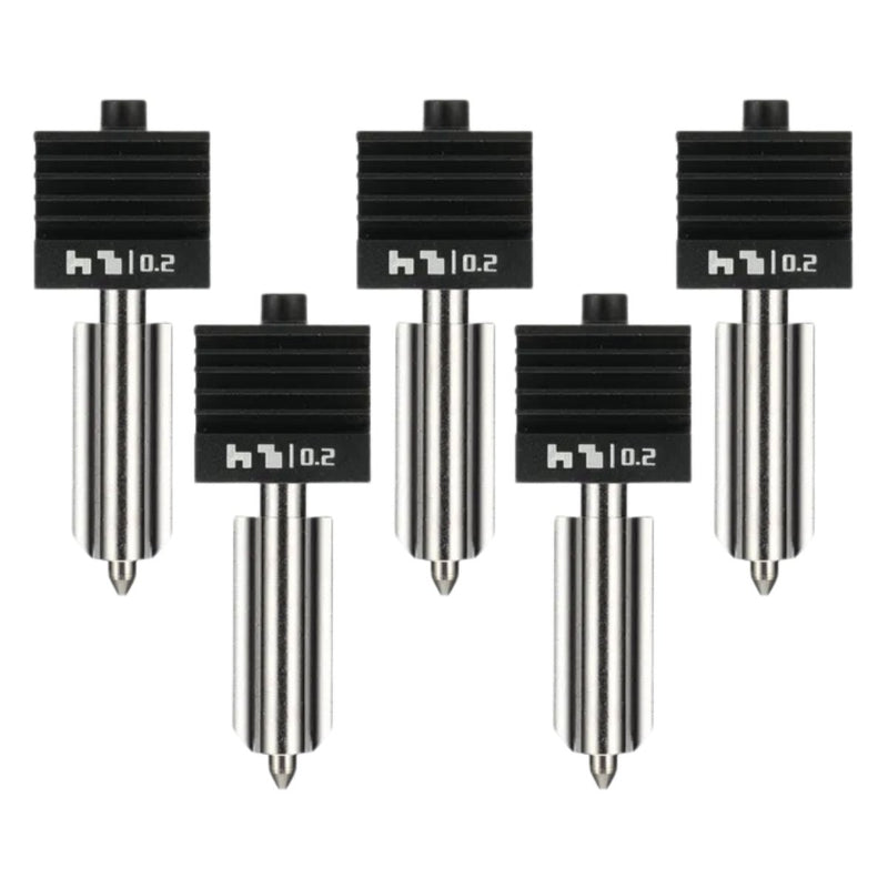 Bambu Lab Standard Flow 0.2mm Hardened Steel Nozzle Hotend for H2, X2 & P2 SeriesSet of 5 Nozzles - Swing Design