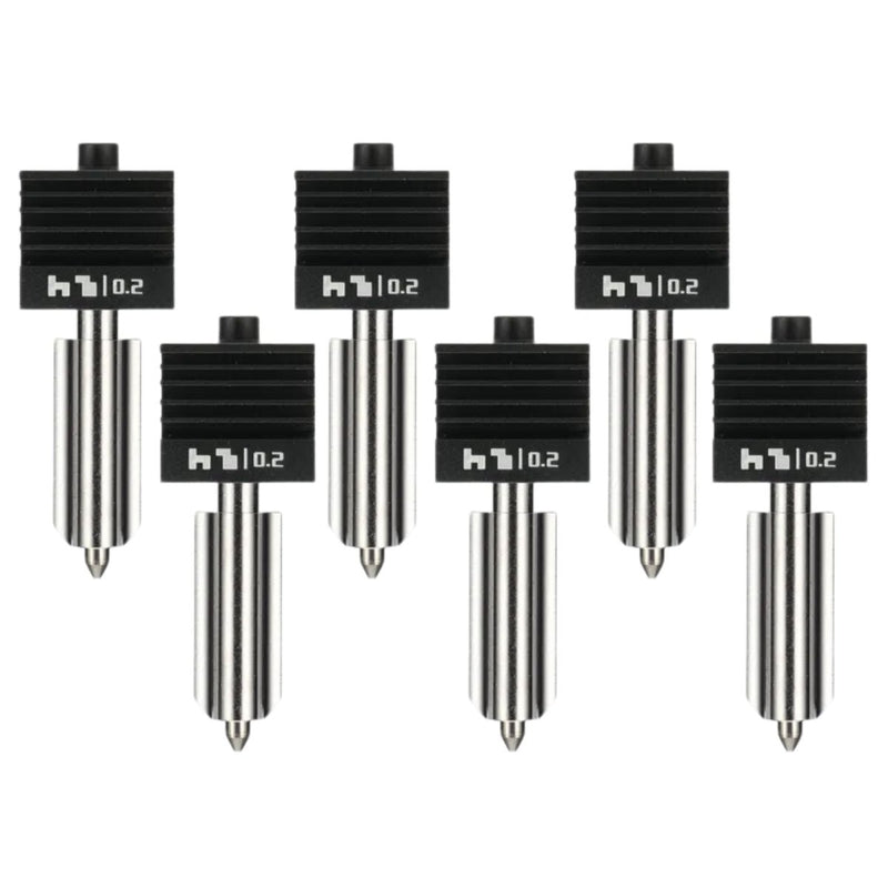 Bambu Lab Standard Flow 0.2mm Hardened Steel Nozzle Hotend for H2, X2 & P2 SeriesSet of 6 Nozzles - Swing Design