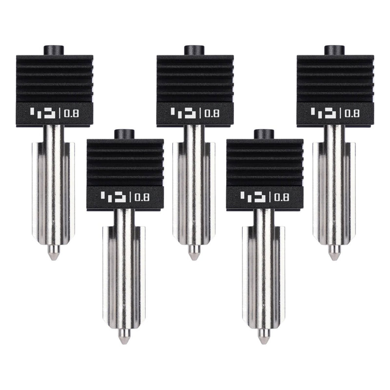 Bambu Lab Standard Flow 0.8mm Hardened Steel Nozzle Hotend for H2, X2 & P2 SeriesSet of 5 Nozzles - Swing Design