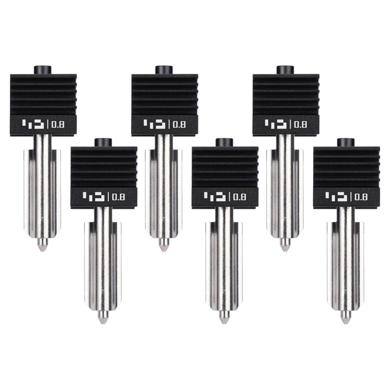 Bambu Lab Standard Flow 0.8mm Hardened Steel Nozzle Hotend for H2, X2 & P2 SeriesSet of 6 Nozzles - Swing Design