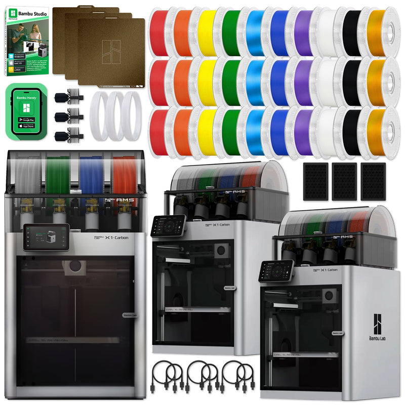Bambu Lab X1C Carbon 3D Printer Enterprise Bundle - 3 Printers 3D Printer Bundle Bambu Lab