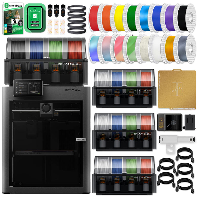 Bambu Lab X2D 3D Printer with 16 Color Filament AMS 2 PRO System Bambu X2D 3D Printer Bundle Bambu Lab