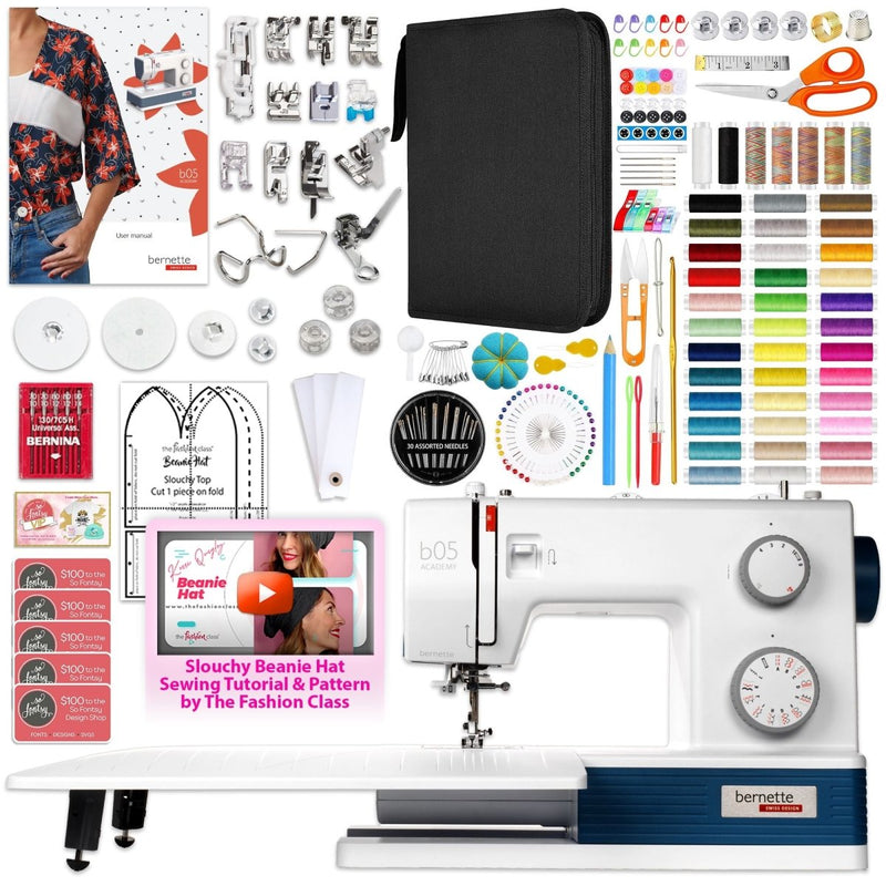 Bernette B05 Academy Sewing Machine Bundle with 250+ Accessories - Swing Design1