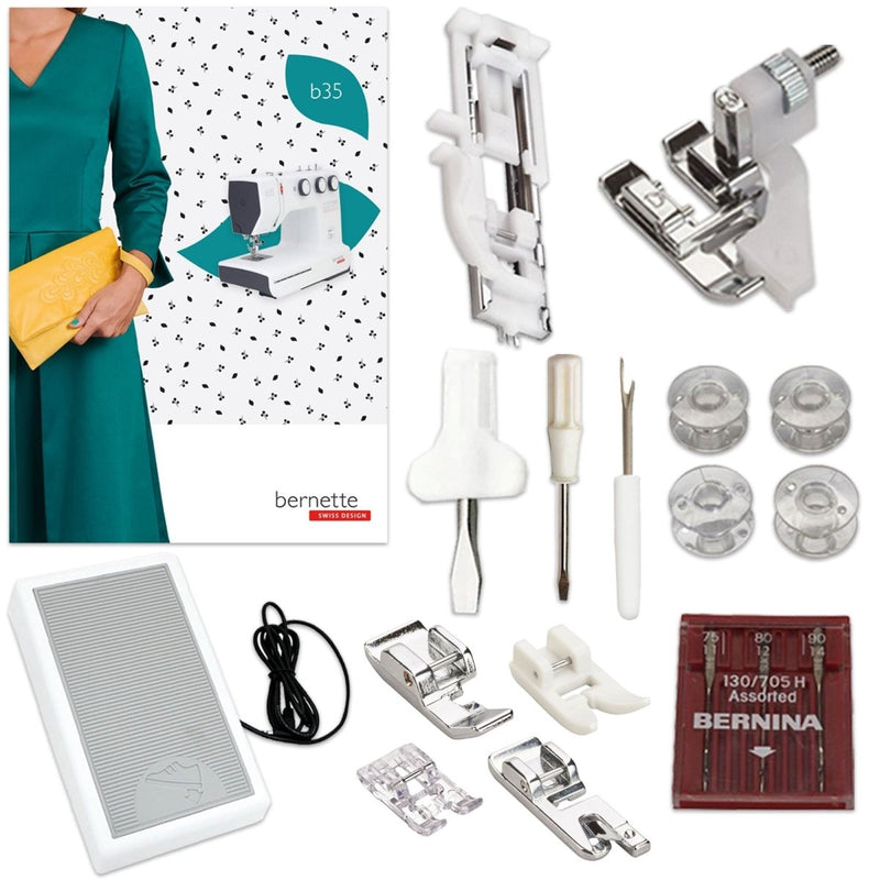 Bernette B35 Sewing Machine with 100 Thread Spools & Color Matching Bobbins - Swing Design5