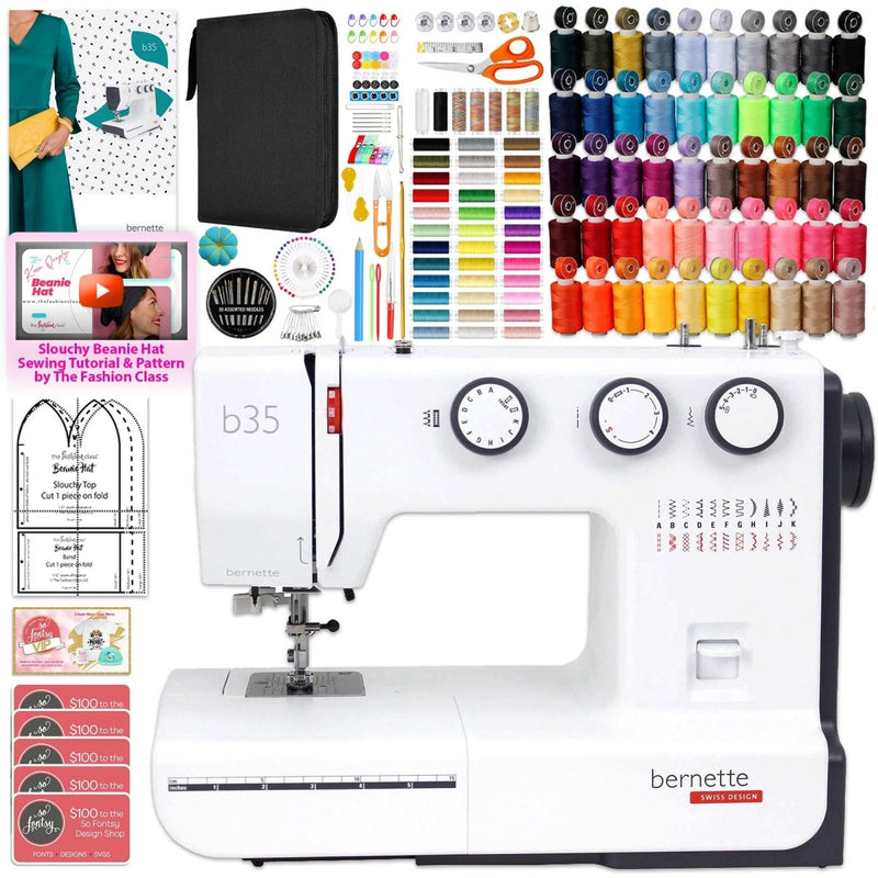 Bernette B35 Sewing Machine with Sewing Thread & 200+ Accessories - Swing Design1
