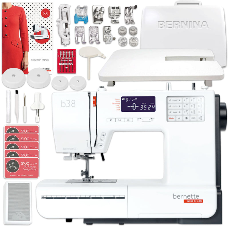 Bernette B38 Top End Sewing Machine Bundle with Deluxe 100pc Thread Kit Brother Sewing Bundle Bernette