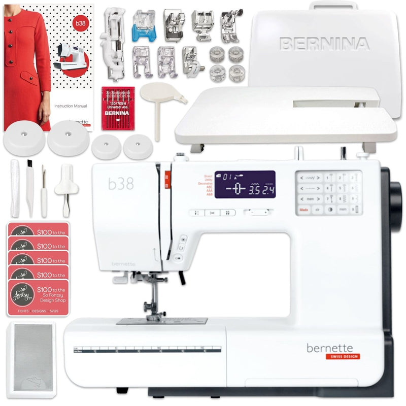 Bernette B38 Top End Sewing Machine Bundle with 250+ Accessories - Swing Design