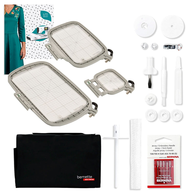 Bernette B70 10" x 6" Embroidery Machine Bundle with 3 Embroidery Hoops Brother Sewing Bundle Bernette
