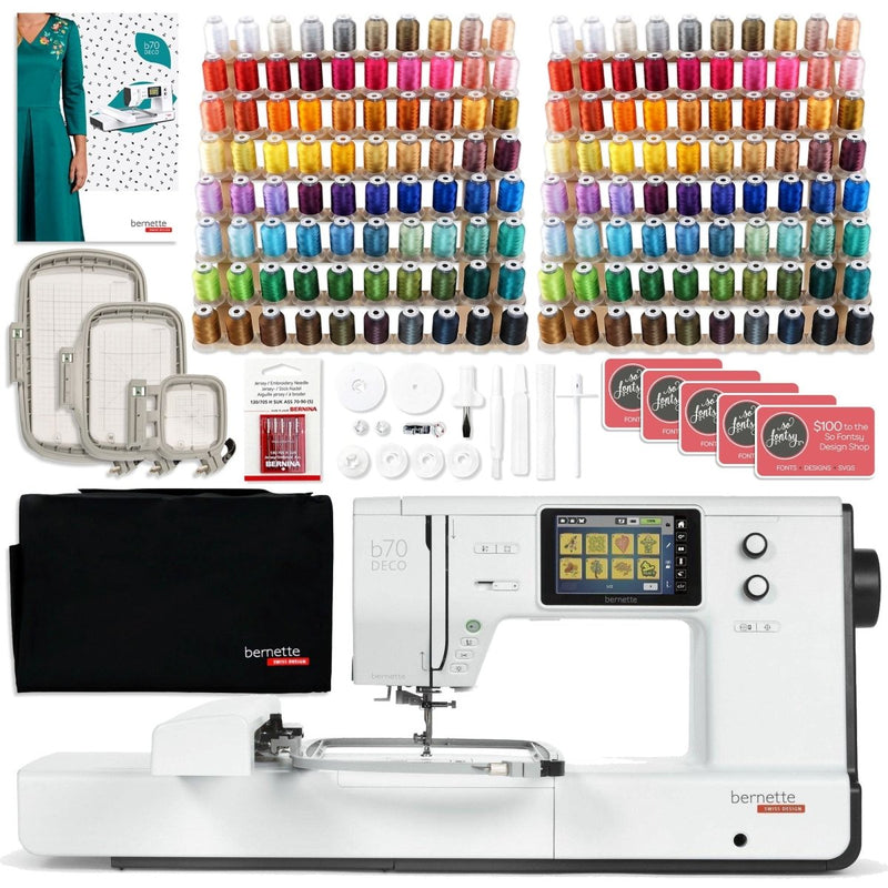 Bernette B70 10" x 6" Embroidery Machine with 160 Embroidery Thread Spools - Swing Design