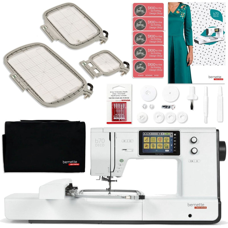Bernette B70 10" x 6" Embroidery Machine with 123 Spools & 200+ Accessories - Swing Design