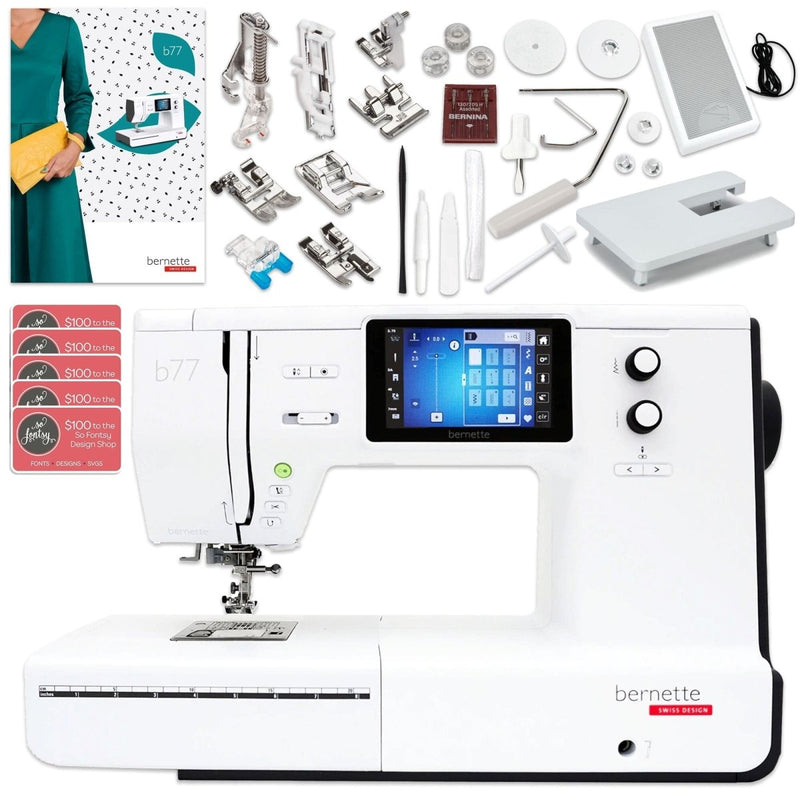 Bernette B77 Deco Sewing & Quilting Machine with 93 Spools & 200+ Accessories - Swing Design