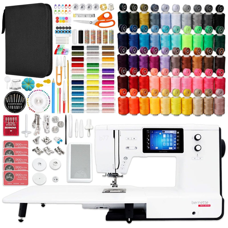Bernette B77 Deco Sewing & Quilting Machine with 93 Spools & 200+ Accessories - Swing Design