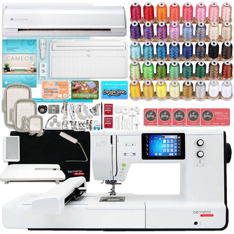 Bernette B79 Sewing & Embroidery Machine with Silhouette Cameo 5 Bundle Brother Sewing Bundle Bernette