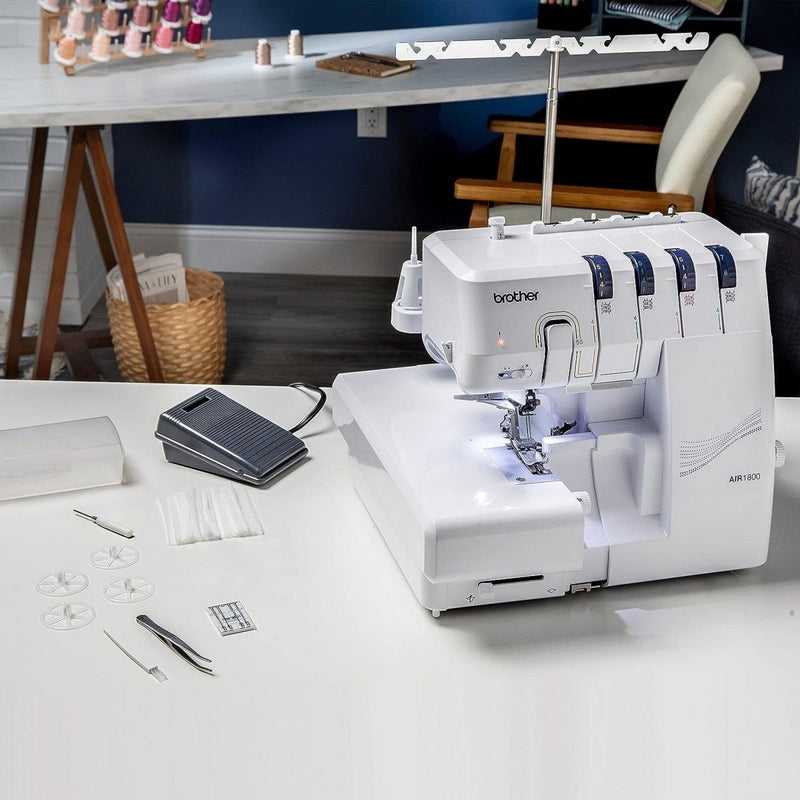 Brother Air1800 Air Serger with Jet-Air Threading with 83 Spools & 200+ Accessories - Swing Design