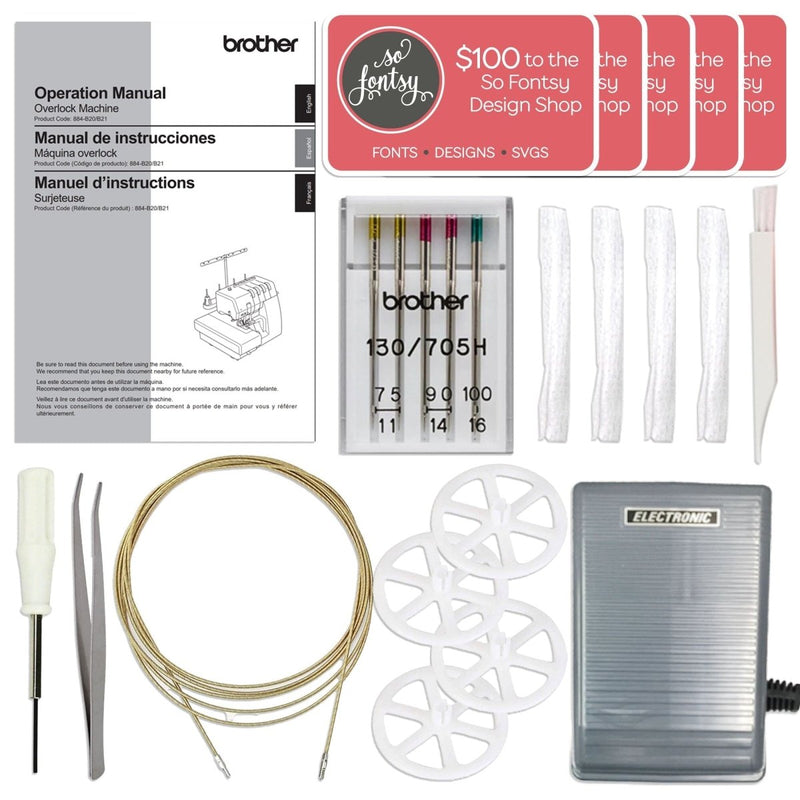 Brother Air1800 Air Serger with Jet-Air Threading with 83 Spools & 200+ Accessories - Swing Design