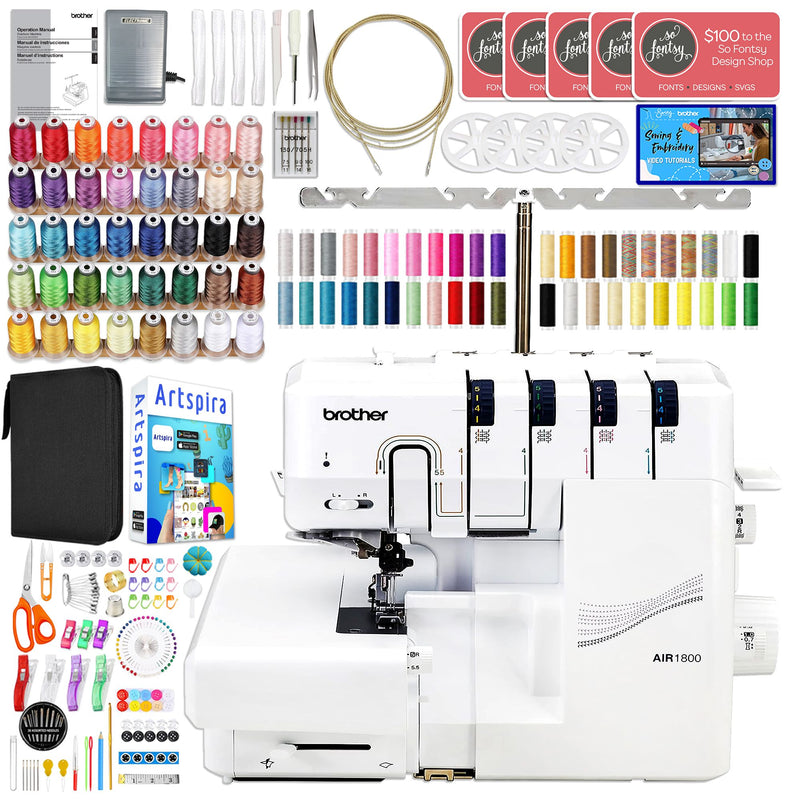Brother Air1800 Air Serger with Jet-Air Threading with 83 Spools & 200+ Accessories Brother Air1800 Serger Machine Brother