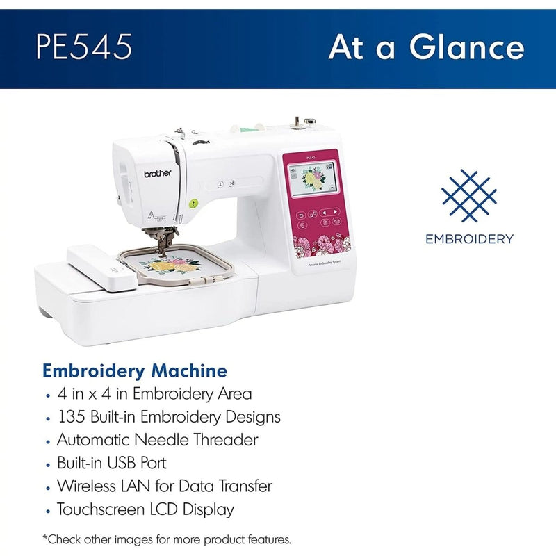 Brother PE545 Embroidery Machine with Magnetic Hoop Set & Thread - Swing Design