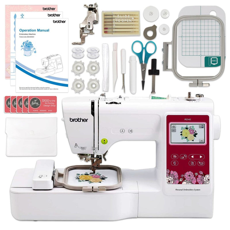 Brother PE545 Embroidery Machine with Magnetic Hoop Set & Thread - Swing Design
