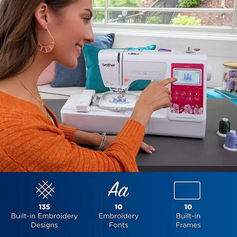 Brother PE545 Embroidery Machine with 4" x 4" Hoop & Accessories Brother Sewing Bundle Brother