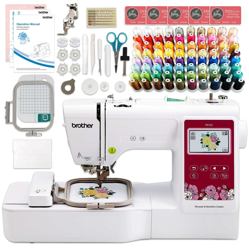 Brother PE545 Embroidery Machine with Deluxe 80 Embroidery Spool Bundle - Swing Design
