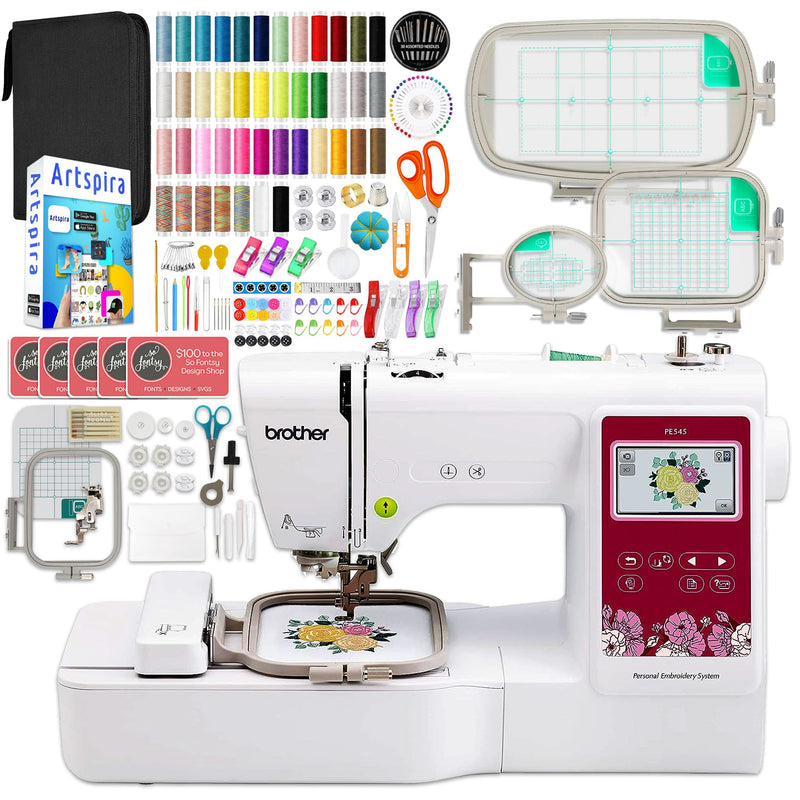 Brother PE545 Embroidery Machine with with Deluxe Hoop Bundle Brother PE545 Embroidery Machine Brother