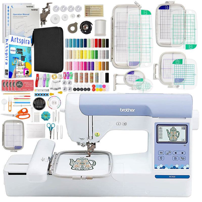 Brother PE900 5" x 7" Embroidery Machine with Deluxe Hoop Bundle Brother Sewing Bundle Brother