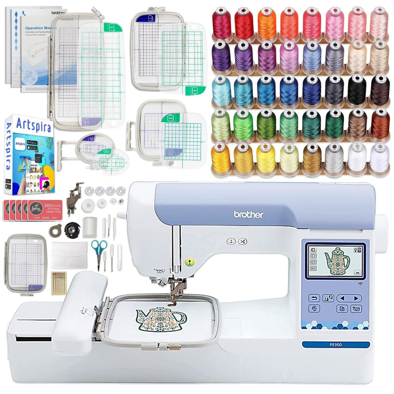 Brother PE900 5" x 7" Embroidery Machine with Hoops & Embroidery Thread - Swing Design