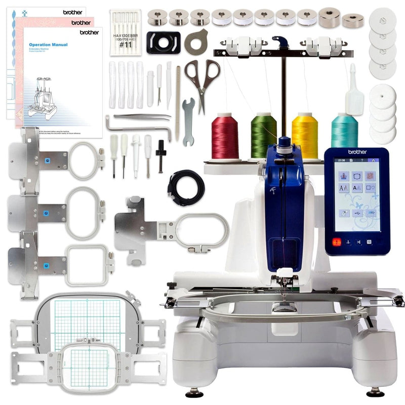 Brother PRS100 Single-Needle Embroidery Machine w/ Hat Hoop Set, 40+ Accessories - Swing Design