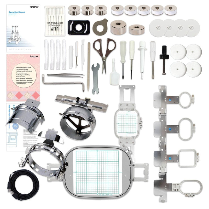 Brother PRS100 Single-Needle Embroidery Machine w/ Hat Hoop Set, 40+ Accessories - Swing Design
