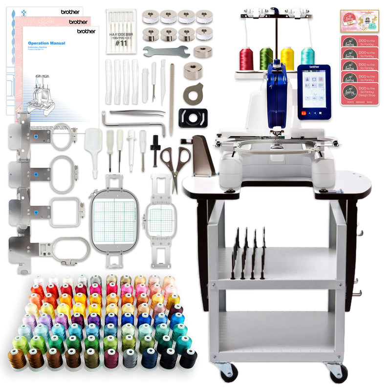 Brother PRS100 Single-Needle Embroidery Machine w/ Stand & Accessories Kit Brother Sewing Bundle Brother