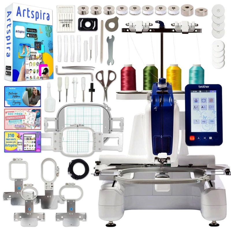 Brother PRS100 Single-Needle Embroidery Machine with w/ 40+ Accessories - Swing Design