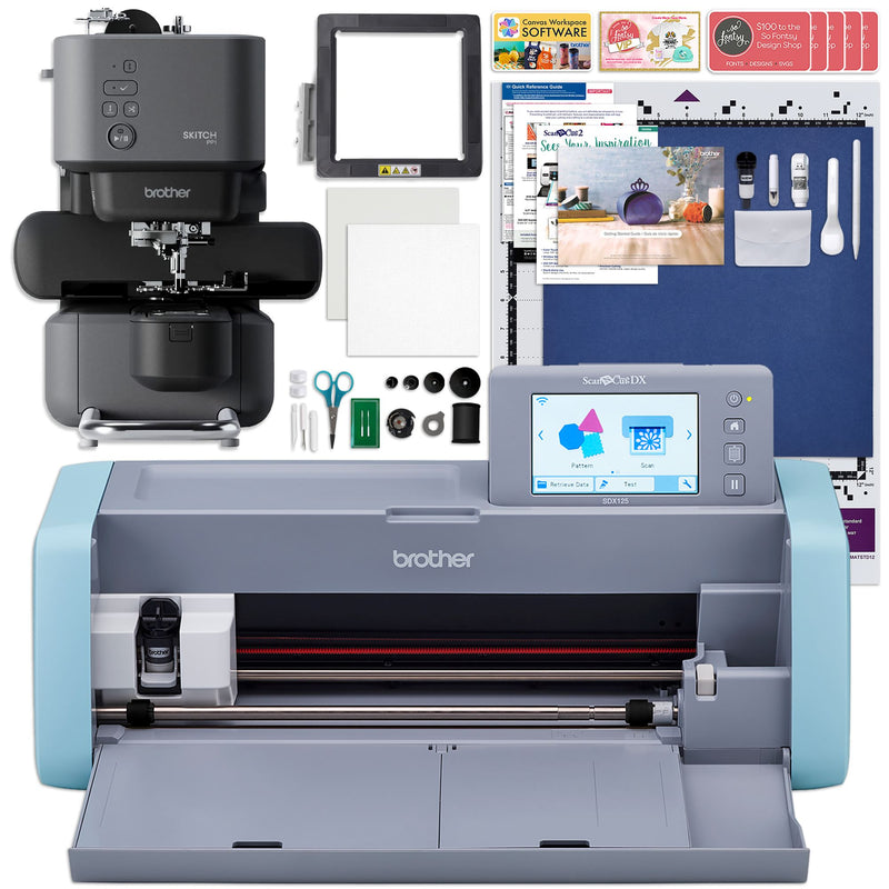 Brother ScanNCut SDX125e Cutting Machine with Skitch PP1 Embroidery Machine Brother ScanNCut Bundle Brother