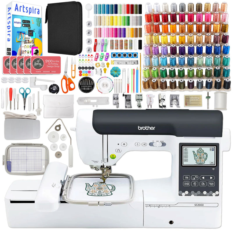 Brother SE2000 Embroidery & Sewing Machine w/ 123 Spools & 200+ Accessories Brother SE2000 Embroidery Machines Brother