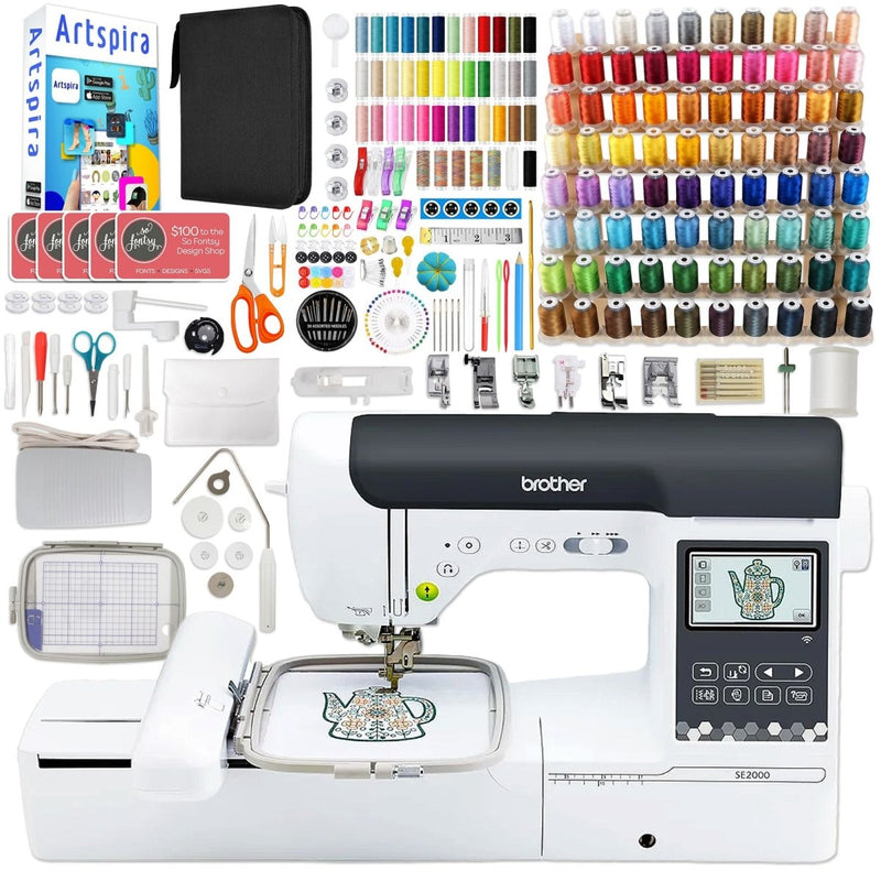 Brother SE2000 Embroidery & Sewing Machine w/ 123 Spools & 200+ Accessories - Swing Design