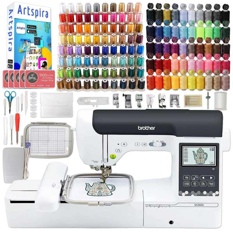 Brother SE2000 Embroidery & Sewing Machine w/ 130 Thread Spools & Accessories - Swing Design