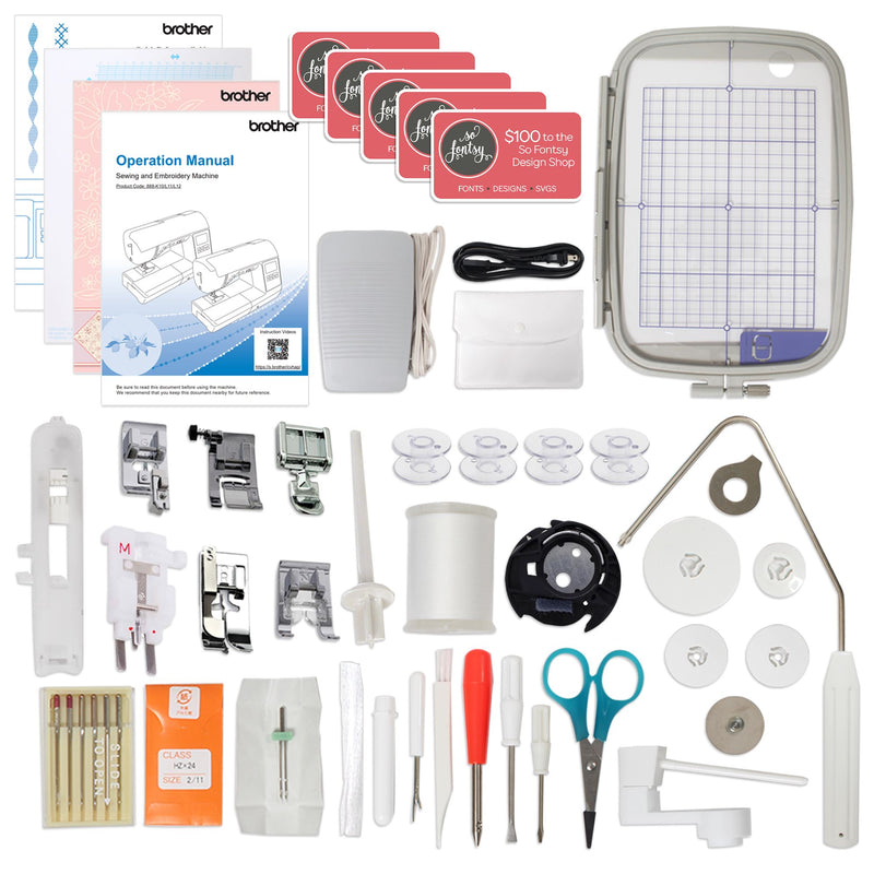 Brother SE2000 Embroidery & Sewing Machine w/ 130 Thread Spools & Accessories Brother Sewing Bundle Brother