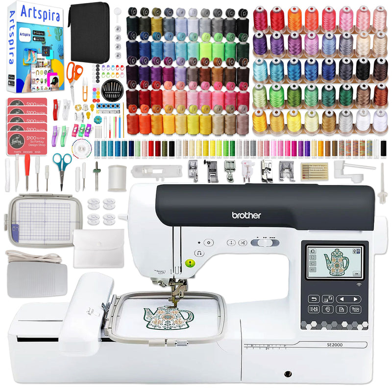Brother SE2000 Embroidery & Sewing Machine w/ Deluxe Thread & Accessory Bundle Brother SE2000 Embroidery Machines Brother