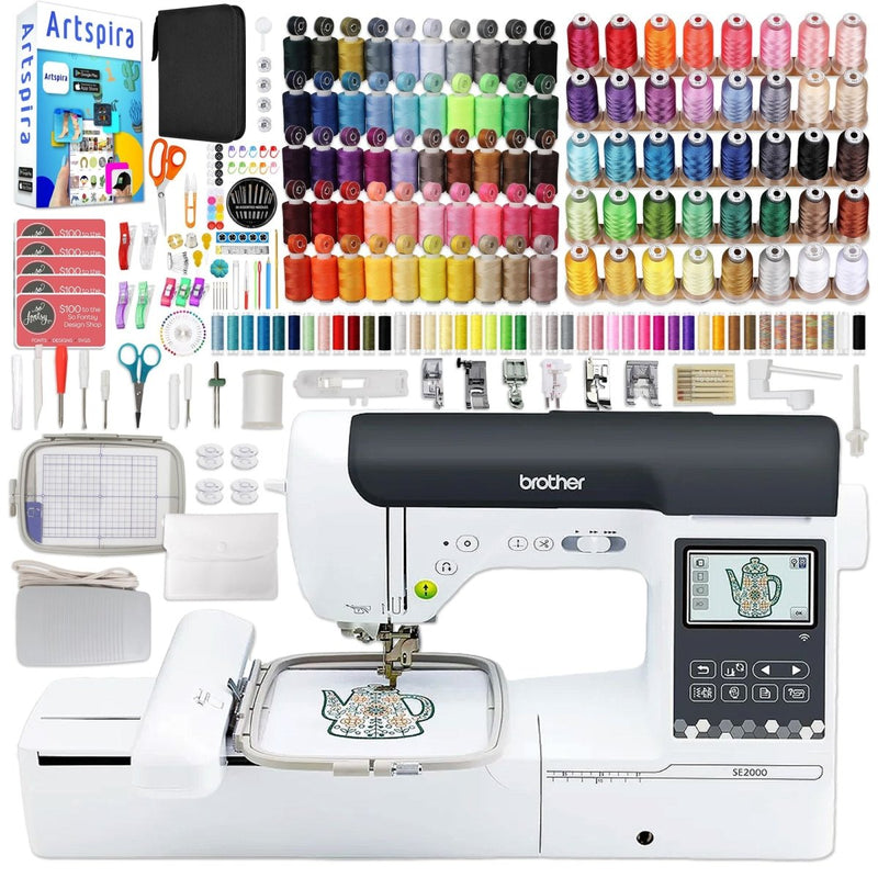 Brother SE2000 Embroidery & Sewing Machine w/ Deluxe Thread & Accessory Bundle - Swing Design1