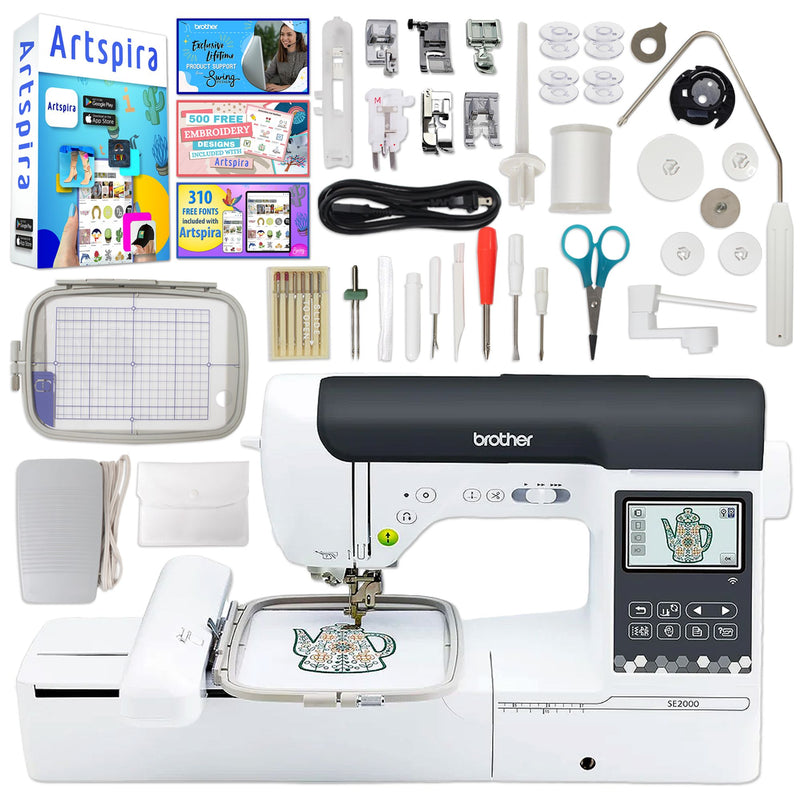 Brother SE2000 Embroidery & Sewing Machine with Deluxe Hoop Bundle Brother SE2000 Embroidery Machines Brother