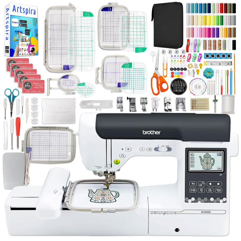 Brother SE2000 Embroidery & Sewing Machine with Deluxe Hoop Bundle Brother SE2000 Embroidery Machines Brother