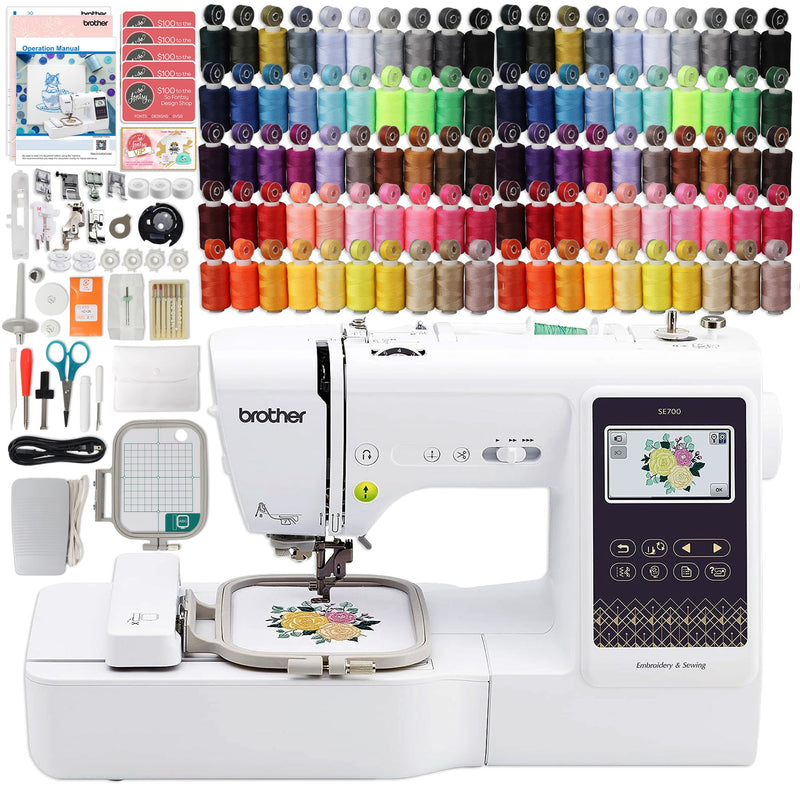Brother SE700 Embroidery & Sewing Machine w/ 100 Spools, Bobbins & Accessories Brother SE700 Embroidery Machine Brother