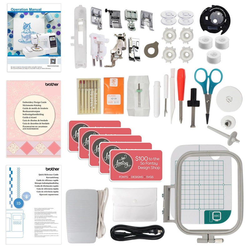 Brother SE700 Embroidery & Sewing Machine with 100 Sewing Spools, 100 Color Matching Bobbins, Accessories Kit & Artspira Design App - Swing Design