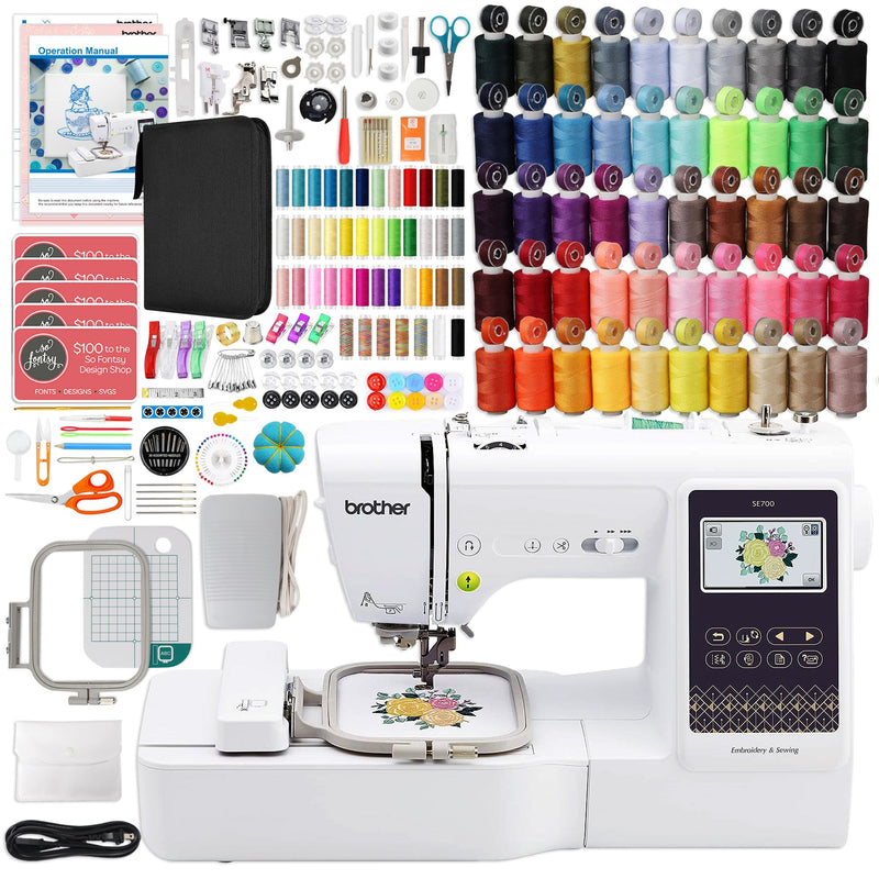 Brother SE700 Embroidery & Sewing Machine w/ 143 Spools & 200+ Accessories Brother SE700 Embroidery Machine Brother